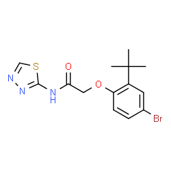 ChemSpider 2D Image | 2-(4-bromo-2-tert-butylphenoxy)-N-(1,3,4-thiadiazol-2-yl)acetamide | C14H16BrN3O2S