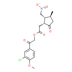 ChemSpider 2D Image | 2-(3-Chloro-4-methoxyphenyl)-2-oxoethyl [(1R,2R,3S)-3-methyl-2-(nitromethyl)-5-oxocyclopentyl]acetate | C18H20ClNO7