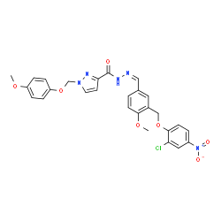 ChemSpider 2D Image | N'-[(Z)-{3-[(2-Chloro-4-nitrophenoxy)methyl]-4-methoxyphenyl}methylene]-1-[(4-methoxyphenoxy)methyl]-1H-pyrazole-3-carbohydrazide | C27H24ClN5O7