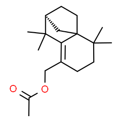 ChemSpider 2D Image | [(8S)-2,2,7,7-Tetramethyltricyclo[6.2.1.0~1,6~]undec-5-en-5-yl]methyl acetate | C18H28O2
