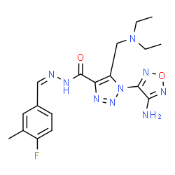 ChemSpider 2D Image | 1-(4-Amino-1,2,5-oxadiazol-3-yl)-5-[(diethylamino)methyl]-N'-[(Z)-(4-fluoro-3-methylphenyl)methylene]-1H-1,2,3-triazole-4-carbohydrazide | C18H22FN9O2