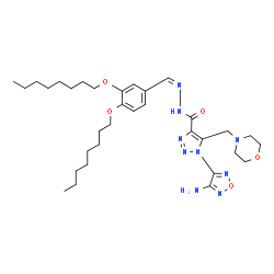 ChemSpider 2D Image | 1-(4-Amino-1,2,5-oxadiazol-3-yl)-N'-{(Z)-[3,4-bis(octyloxy)phenyl]methylene}-5-(4-morpholinylmethyl)-1H-1,2,3-triazole-4-carbohydrazide | C33H51N9O5