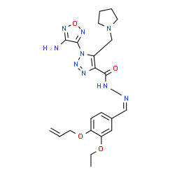 ChemSpider 2D Image | N'-{(Z)-[4-(Allyloxy)-3-ethoxyphenyl]methylene}-1-(4-amino-1,2,5-oxadiazol-3-yl)-5-(1-pyrrolidinylmethyl)-1H-1,2,3-triazole-4-carbohydrazide | C22H27N9O4