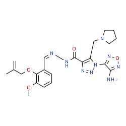 ChemSpider 2D Image | 1-(4-Amino-1,2,5-oxadiazol-3-yl)-N'-[(Z)-{3-methoxy-2-[(2-methyl-2-propen-1-yl)oxy]phenyl}methylene]-5-(1-pyrrolidinylmethyl)-1H-1,2,3-triazole-4-carbohydrazide | C22H27N9O4