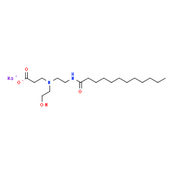 ChemSpider 2D Image | Sodium 3-{[2-(dodecanoylamino)ethyl](2-hydroxyethyl)amino}propanoate | C19H37N2NaO4
