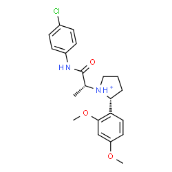 ChemSpider 2D Image | (2R)-1-{(2R)-1-[(4-Chlorophenyl)amino]-1-oxo-2-propanyl}-2-(2,4-dimethoxyphenyl)pyrrolidinium | C21H26ClN2O3