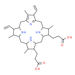 ChemSpider 2D Image | 3,3'-(3,7,12,17-Tetramethyl-8,13-divinyl-1,2,3,4,5,6,7,8,9,10,13,15,16,17,18,19,20,24-octadecahydroporphyrin-2,18-diyl)dipropanoic acid | C34H52N4O4