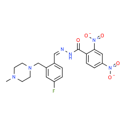 ChemSpider 2D Image | N'-[(Z)-{4-Fluoro-2-[(4-methyl-1-piperazinyl)methyl]phenyl}methylene]-2,4-dinitrobenzohydrazide | C20H21FN6O5