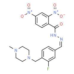 ChemSpider 2D Image | N'-[(Z)-{3-Fluoro-4-[(4-methyl-1-piperazinyl)methyl]phenyl}methylene]-2,4-dinitrobenzohydrazide | C20H21FN6O5