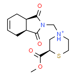 ChemSpider 2D Image | (2R)-4-{[(3aR,7aS)-1,3-Dioxo-1,3,3a,4,7,7a-hexahydro-2H-isoindol-2-yl]methyl}-2-(methoxycarbonyl)thiomorpholin-4-ium | C15H21N2O4S