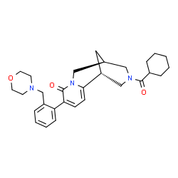ChemSpider 2D Image | (1R,9S)-11-(Cyclohexylcarbonyl)-5-[2-(4-morpholinylmethyl)phenyl]-7,11-diazatricyclo[7.3.1.0~2,7~]trideca-2,4-dien-6-one | C29H37N3O3