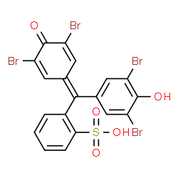 ChemSpider 2D Image | 2-[(3,5-Dibromo-4-hydroxyphenyl)(3,5-dibromo-4-oxo-2,5-cyclohexadien-1-ylidene)methyl]benzenesulfonic acid | C19H10Br4O5S