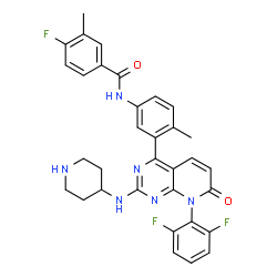 ChemSpider 2D Image | N-{3-[8-(2,6-Difluorophenyl)-7-oxo-2-(4-piperidinylamino)-7,8-dihydropyrido[2,3-d]pyrimidin-4-yl]-4-methylphenyl}-4-fluoro-3-methylbenzamide | C33H29F3N6O2