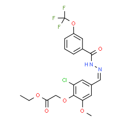 ChemSpider 2D Image | Ethyl {2-chloro-6-methoxy-4-[(Z)-{[3-(trifluoromethoxy)benzoyl]hydrazono}methyl]phenoxy}acetate | C20H18ClF3N2O6