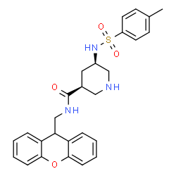 ChemSpider 2D Image | (3S,5R)-5-{[(4-Methylphenyl)sulfonyl]amino}-N-(9H-xanthen-9-ylmethyl)-3-piperidinecarboxamide | C27H29N3O4S