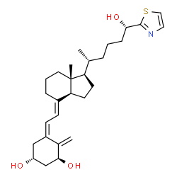 ChemSpider 2D Image | (1R,3S,5Z)-5-[(2E)-2-{(1R,3aS,7aR)-1-[(2R,6S)-6-Hydroxy-6-(1,3-thiazol-2-yl)-2-hexanyl]-7a-methyloctahydro-4H-inden-4-ylidene}ethylidene]-4-methylene-1,3-cyclohexanediol | C28H41NO3S