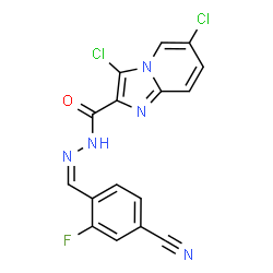 ChemSpider 2D Image | 3,6-Dichloro-N'-[(Z)-(4-cyano-2-fluorophenyl)methylene]imidazo[1,2-a]pyridine-2-carbohydrazide | C16H8Cl2FN5O