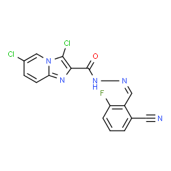 ChemSpider 2D Image | 3,6-Dichloro-N'-[(Z)-(2-cyano-6-fluorophenyl)methylene]imidazo[1,2-a]pyridine-2-carbohydrazide | C16H8Cl2FN5O