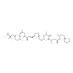ChemSpider 2D Image | (2R)-2-Hydroxy-3-[(2S,5R,6R,8S)-5-hydroxy-8-{(2R,3E)-4-[(2R,4a'R,5R,6'S,8'R)-8'-hydroxy-6'-{(1S,3S)-1-hydroxy-3-[(3R,6S)-3-methyl-1,7-dioxaspiro[5.5]undec-2-yl]butyl}-7'-methyleneoctahydro-3H,3'H-spir
o[furan-2,2'-pyrano[3,2-b]pyran]-5-yl]-3-buten-2-yl}-10-methyl-1,7-dioxaspiro[5.5]undec-10-en-2-yl]-2-methylpropanoic acid | C44H68O13