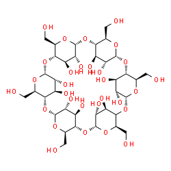 ChemSpider 2D Image | (1S,3R,5R,6S,8R,10R,11S,13R,15R,16S,18R,20R,21S,23R,25R,28R,30R,31R,32R,33R,34R,35R,36R,37R,38R,39R,40R,41R,42R)-5,10,15,20,25,30-Hexakis(hydroxymethyl)-2,4,7,9,12,14,17,19,22,24,27,29-dodecaoxaheptac
yclo[26.2.2.2~3,6~.2~8,11~.2~13,16~.2~18,21~.2~23,26~]dotetracontane-31,32,33,34,35,36,37,38,39,40,41,42-dodecol | C36H60O30