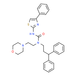 ChemSpider 2D Image | 1-(3,3-Diphenylpropyl)-1-[2-(4-morpholinyl)ethyl]-3-(4-phenyl-1,3-thiazol-2-yl)urea | C31H34N4O2S