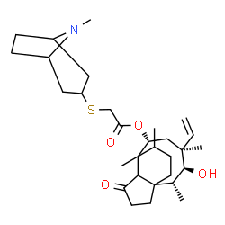 ChemSpider 2D Image | (2R,3S,4S,6R)-3-Hydroxy-2,4,7,14-tetramethyl-9-oxo-4-vinyltricyclo[5.4.3.0~1,8~]tetradec-6-yl [(8-methyl-8-azabicyclo[3.2.1]oct-3-yl)sulfanyl]acetate | C30H47NO4S
