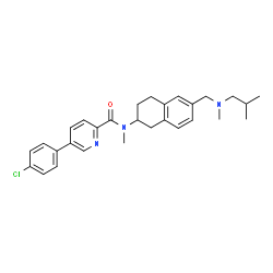 ChemSpider 2D Image | 5-(4-Chlorophenyl)-N-(6-{[isobutyl(methyl)amino]methyl}-1,2,3,4-tetrahydro-2-naphthalenyl)-N-methyl-2-pyridinecarboxamide | C29H34ClN3O
