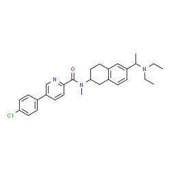 ChemSpider 2D Image | 5-(4-Chlorophenyl)-N-{6-[1-(diethylamino)ethyl]-1,2,3,4-tetrahydro-2-naphthalenyl}-N-methyl-2-pyridinecarboxamide | C29H34ClN3O