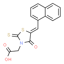 ChemSpider 2D Image | (5-Naphthalen-1-ylmethylene-4-oxo-2-thioxo-thiazolidin-3-yl)-acetic acid | C16H11NO3S2