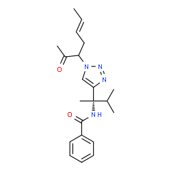 ChemSpider 2D Image | N-[(2S)-3-Methyl-2-{1-[(5E)-2-oxo-5-hepten-3-yl]-1H-1,2,3-triazol-4-yl}-2-butanyl]benzamide | C21H28N4O2