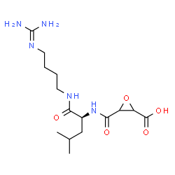 ChemSpider 2D Image | 3-({(2S)-1-[(4-Carbamimidamidobutyl)amino]-4-methyl-1-oxopentan-2-yl}carbamoyl)oxirane-2-carboxylic acid | C15H27N5O5