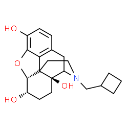 ChemSpider 2D Image | (5alpha,6alpha)-17-(Cyclobutylmethyl)-4,5-epoxymorphinan-3,6,14-triol | C21H27NO4