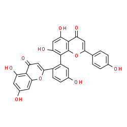 ChemSpider 2D Image | 8-[2-(5,7-Dihydroxy-4-oxo-4H-chromen-2-yl)-5-hydroxyphenyl]-5,7-dihydroxy-2-(4-hydroxyphenyl)-4H-chromen-4-one | C30H18O10