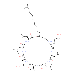 ChemSpider 2D Image | 3-[(3S,6R,9S,12S,15R,18S,21R)-9-(Carboxymethyl)-3,6,15,18-tetraisobutyl-12-isopropyl-25-(10-methylundecyl)-2,5,8,11,14,17,20,23-octaoxo-1-oxa-4,7,10,13,16,19,22-heptaazacyclopentacosan-21-yl]propanoic
 acid | C53H93N7O13