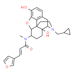 ChemSpider 2D Image | (2E)-N-[17-(Cyclopropylmethyl)-3,14-dihydroxy-4,5-epoxymorphinan-6-yl]-3-(3-furyl)-N-methylacrylamide | C28H32N2O5