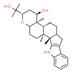 ChemSpider 2D Image | (2S,4R,4aR,4bR,12bS,12cS)-2-(2-Hydroxy-2-propanyl)-4a,12b,12c-trimethyl-3,4,4a,4b,5,6,6a,7,12,12b,12c,13,14,14a-tetradecahydro-2H-chromeno[5',6':6,7]indeno[1,2-b]indol-4-ol | C28H39NO3