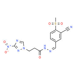 ChemSpider 2D Image | N'-{(Z)-[3-Cyano-4-(methylsulfonyl)phenyl]methylene}-3-(3-nitro-1H-1,2,4-triazol-1-yl)propanehydrazide | C14H13N7O5S