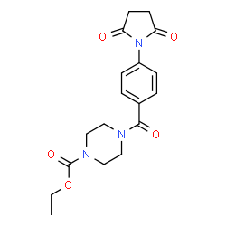 ChemSpider 2D Image | Ethyl 4-[4-(2,5-dioxo-1-pyrrolidinyl)benzoyl]-1-piperazinecarboxylate | C18H21N3O5