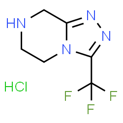 ChemSpider 2D Image | 3-(trifluoromethyl)-5H,6H,7H,8H-[1,2,4]triazolo[4,3-a]pyrazine hydrochloride | C6H8ClF3N4