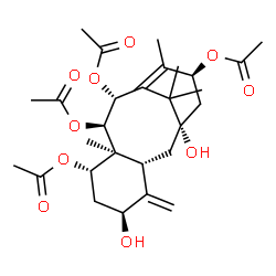ChemSpider 2D Image | (5alpha,7beta,9alpha,10beta,13alpha)-1,5-Dihydroxytaxa-4(20),11-diene-7,9,10,13-tetrayl tetraacetate | C28H40O10