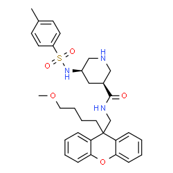 ChemSpider 2D Image | (3S,5R)-N-{[9-(4-Methoxybutyl)-9H-xanthen-9-yl]methyl}-5-{[(4-methylphenyl)sulfonyl]amino}-3-piperidinecarboxamide | C32H39N3O5S
