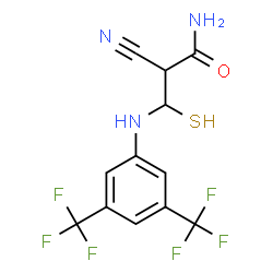 ChemSpider 2D Image | 3-{[3,5-Bis(trifluoromethyl)phenyl]amino}-2-cyano-3-sulfanylpropanamide | C12H9F6N3OS