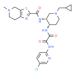 ChemSpider 2D Image | N-(5-Chloro-2-pyridinyl)-N'-[(3R,4S)-1-(cyclopropylmethyl)-3-{[(5-methyl-4,5,6,7-tetrahydro[1,3]thiazolo[5,4-c]pyridin-2-yl)carbonyl]amino}-4-piperidinyl]ethanediamide | C24H30ClN7O3S