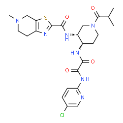 ChemSpider 2D Image | N-(5-Chloro-2-pyridinyl)-N'-[(3R,4S)-1-isobutyryl-3-{[(5-methyl-4,5,6,7-tetrahydro[1,3]thiazolo[5,4-c]pyridin-2-yl)carbonyl]amino}-4-piperidinyl]ethanediamide | C24H30ClN7O4S