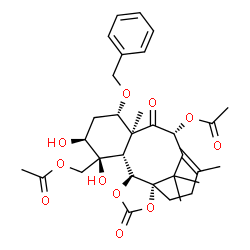 ChemSpider 2D Image | [(1S,5S,6R,7S,8S,10S,11S,13R)-13-Acetoxy-10-(benzyloxy)-7,8-dihydroxy-11,15,18,18-tetramethyl-3,12-dioxo-2,4-dioxatetracyclo[12.3.1.0~1,5~.0~6,11~]octadec-14-en-7-yl]methyl acetate | C32H40O11