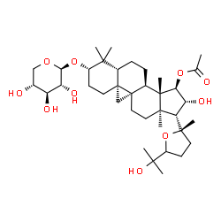 ChemSpider 2D Image | (3beta,9beta,15alpha,16beta)-16,25-Dihydroxy-3-(beta-D-xylopyranosyloxy)-20,24-epoxy-9,19-cyclolanostan-15-yl acetate | C37H60O10