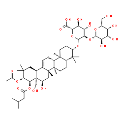 ChemSpider 2D Image | (3beta,16alpha,21beta,22alpha)-21-Acetoxy-16,28-dihydroxy-22-[(3-methylbutanoyl)oxy]olean-12-en-3-yl 2-O-beta-D-galactopyranosyl-beta-D-glucopyranosiduronic acid | C49H78O18