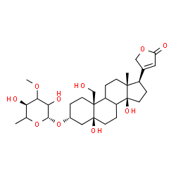 ChemSpider 2D Image | (3alpha,5beta,8xi,9xi)-3-[(6-Deoxy-3-O-methyl-beta-D-glycero-hexopyranosyl)oxy]-5,14,19-trihydroxycard-20(22)-enolide | C30H46O10