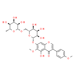 ChemSpider 2D Image | 5-Hydroxy-6-methoxy-3-(4-methoxyphenyl)-4-oxo-4H-chromen-7-yl 6-O-(6-deoxy-beta-D-allopyranosyl)-beta-D-allopyranoside | C29H34O15