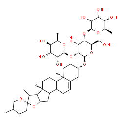 ChemSpider 2D Image | (3beta,8xi,9xi,14xi,16xi,17xi,20xi,22xi)-Spirost-5-en-3-yl 6-deoxy-beta-D-allopyranosyl-(1->4)-[6-deoxy-beta-D-gulopyranosyl-(1->2)]-beta-D-allopyranoside | C45H72O16